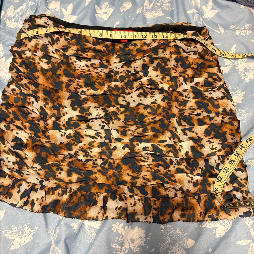 New York & Company Leopard Print Ruffle Mini Skirt - Picture 2 of 4